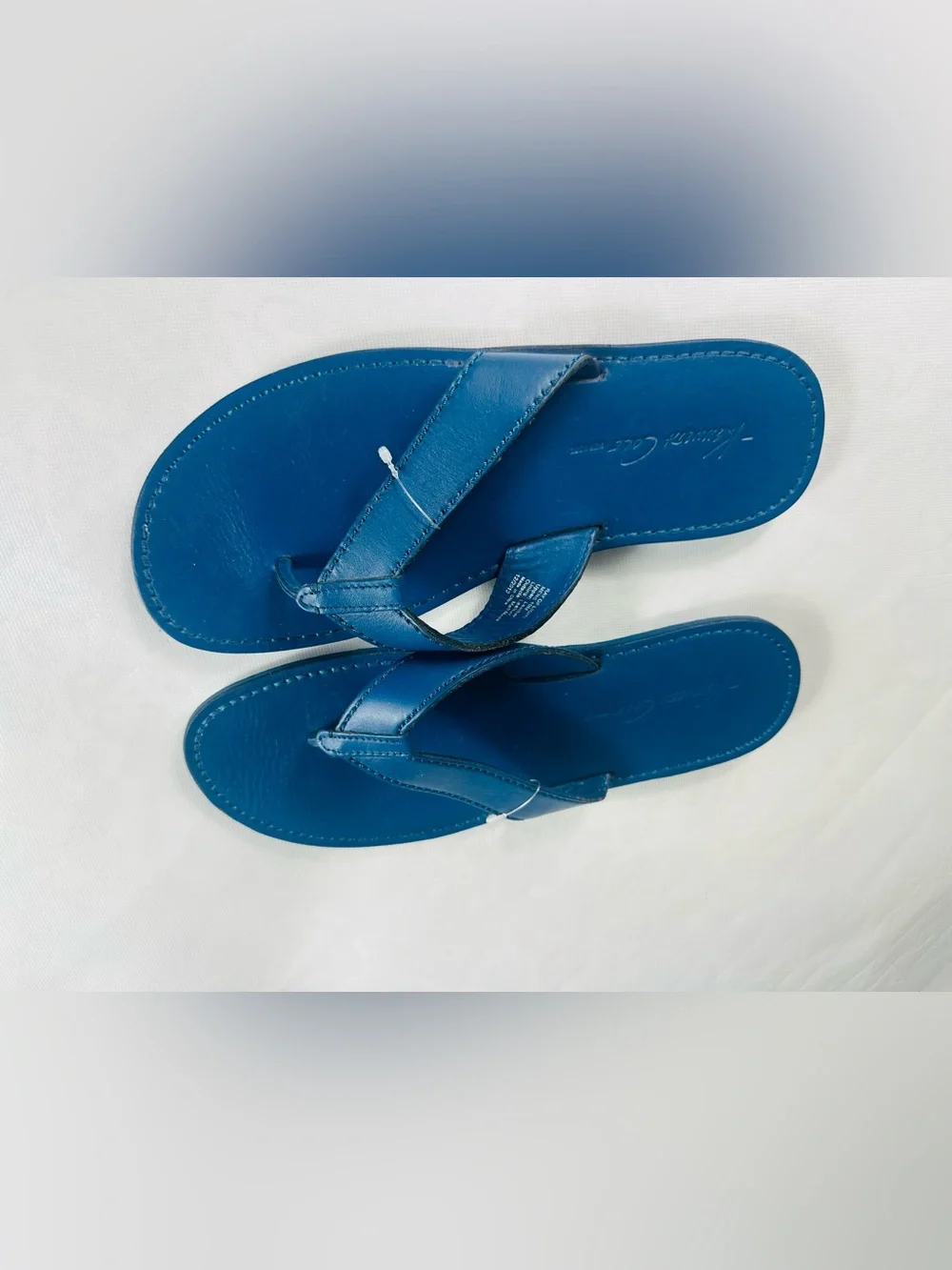 Kenneth Cole Bright Blue Leather Flip Flops